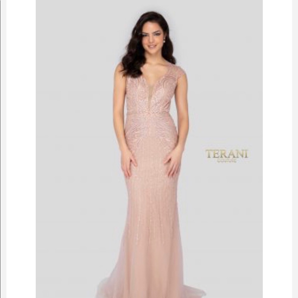 Terani Couture size 12 blush long beaded dress